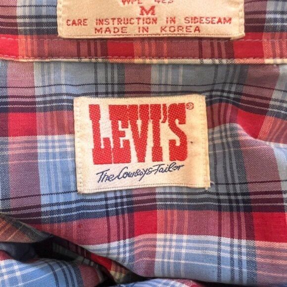 Levis plaid shirt Mens M The Cowboys Tailor Western Pearl Tab Snap Rodeo Vintage - Picture 4 of 7